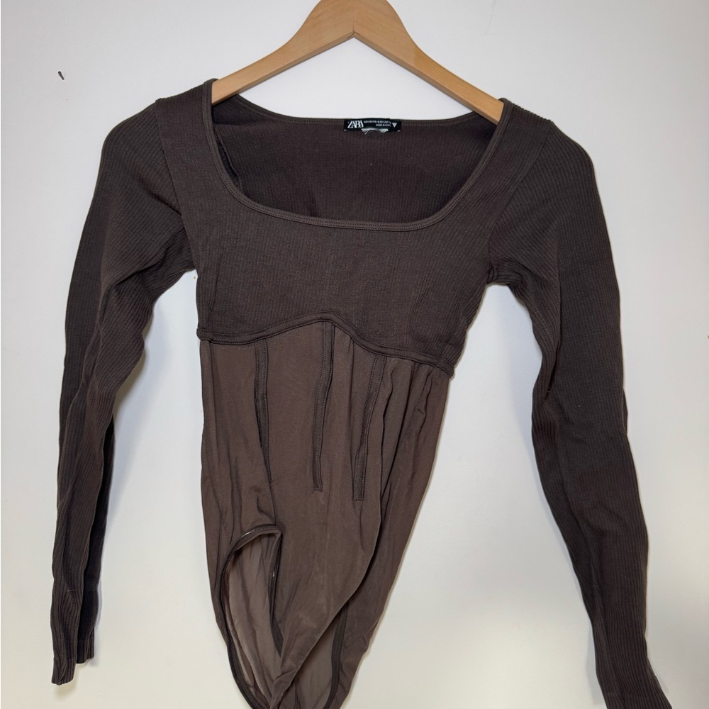 Zara Women's Brown Long Sleeve Top